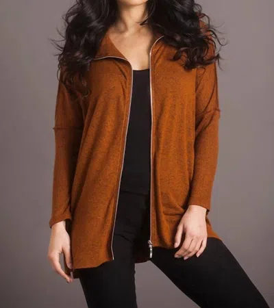 Shop French Kyss Supersoft Zip Jacket In Spice In Brown