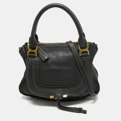 Shop Chloé Leather Medium Marcie Shoulder Bag In Black