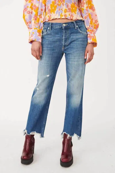 Shop Free People Maggie Mid Rise Straight-leg Jean In Sequoia Blue