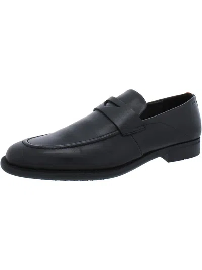 Shop Hugo Kyron Loaf Mens Leather Slip On Loafers In Black