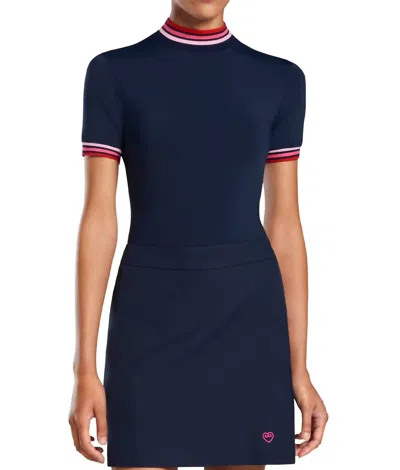 Shop G/fore Mock Neck Golf Top In Twilight Navy In Blue