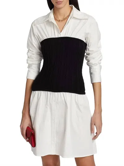 Shop En Saison Waverly Shirt Dress In Ivory/black In Multi
