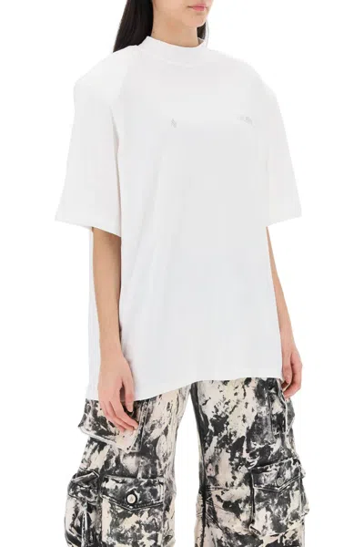 Shop Attico Kilie Oversized T-shirt With Padded Shoulders In White