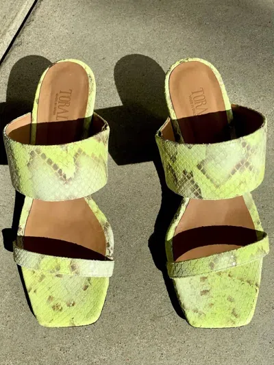 Shop Toral Snakeskin Heeled Sandal In Yellow In Green