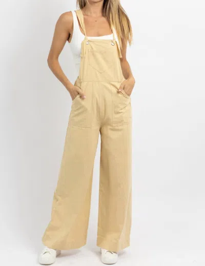 Shop Papermoon The Britton Flare Overall In Beige In Yellow
