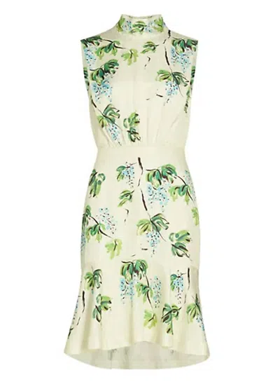 Shop Saloni Fleur Short Dress In Ivory In Green