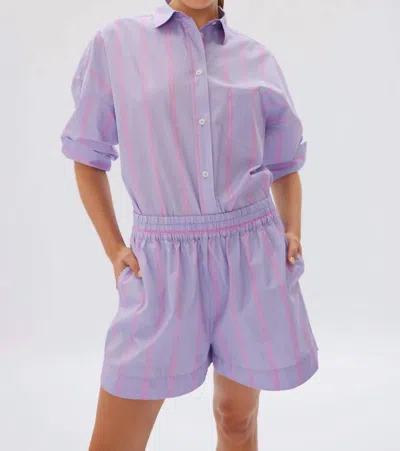 Shop Lmnd Chiara Stripe Shorts In Violet Light/bubble Gum In Multi