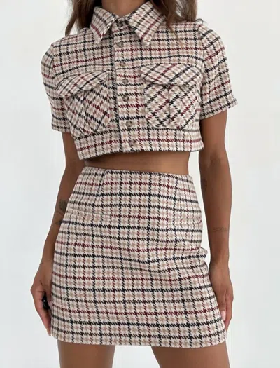 Rumored Coco Top In Newbury Plaid Tweed In Beige