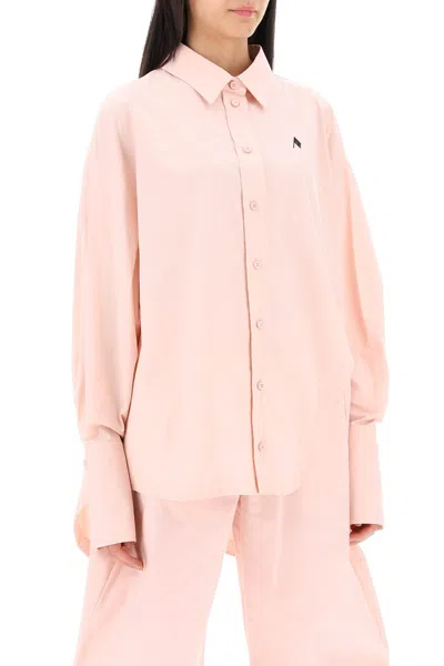 Shop Attico Diana Oversized Asymmetric Shirt In Pink