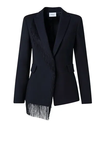 Shop Akris Punto Wool Crepe Stretch Blazer In Black In Blue