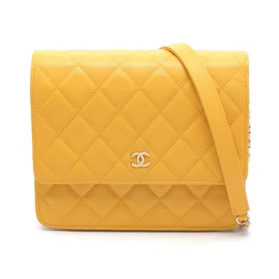 Pre-owned Chanel Matelasse Chain Shoulder Bag Caviar Skin Yellow Gold Hardware
