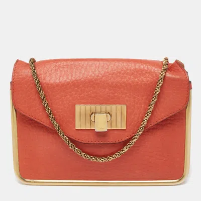 Shop Chloé Burnt Leather Small Sally Shoulder Bag In Orange