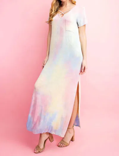 Shop Fsl Apparel Tie Dye Long Dress In Rainbow In Multi