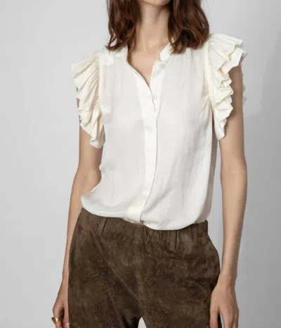 Shop Zadig & Voltaire Tiza Satin Shirt In Craie In White