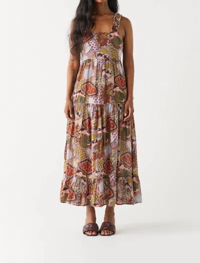 Shop Dex Paisley Tiered Dress In Brown