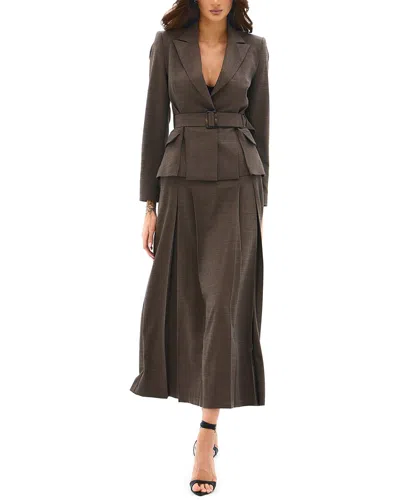 Shop Bgl 2pc Wool-blend Jacket & Skirt Set In Brown