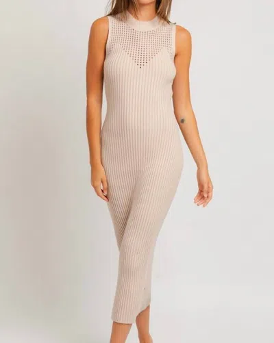 Shop Le Lis High Neck Sleeveless Sweater Maxi Dress In Cream In Beige
