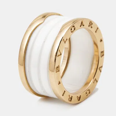 Shop Bvlgari B. Zero1ceramic 18k Rose Gold Band Ring In White