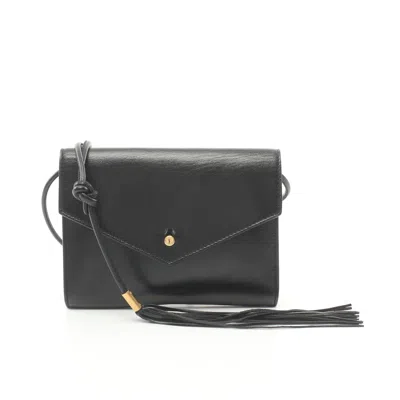 Shop Saint Laurent Shoulder Bag Leather Tassel In Black