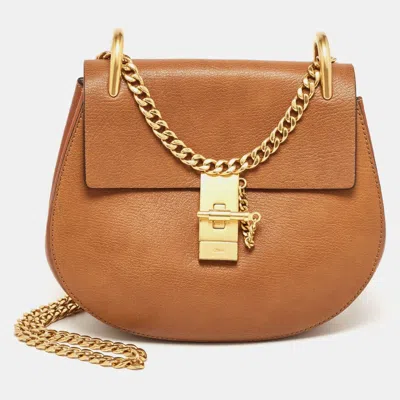 Shop Chloé Leather Medium Drew Shoulder Bag In Brown