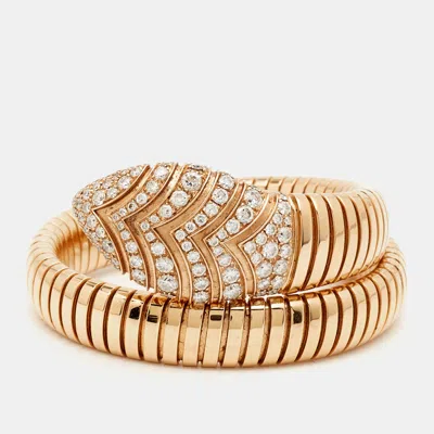 Shop Bvlgari Serpenti Forever Diamond 18k Rose Gold Bracelet M/l