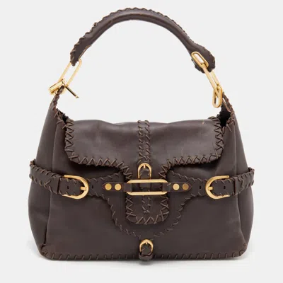 Shop Jimmy Choo Leather Tulita Shoulder Bag In Brown