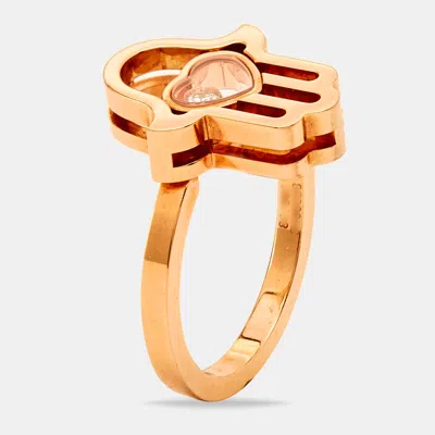 Shop Chopard Good Luck Charm Hamsa Hand Diamond 18k Rose Gold Ring