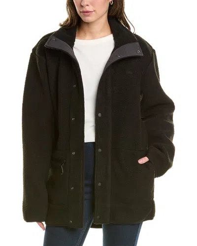 Shop Rains Long Heavy Fleece Jacket In Black