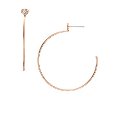 Shop Fossil Women's Ear Party Rose Gold-tone Brass Hoop Earrings
