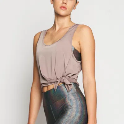 Shop Heroine Sport Silky Wrap Tank In Taupe In Grey