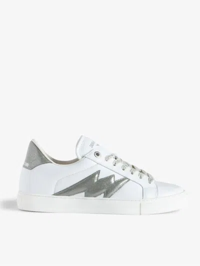 Shop Zadig & Voltaire Women's La Flash Smooth Sneaker In Silver