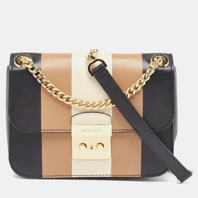 Shop Michael Kors Tricolor Stripe Leather Sloan Shoulder Bag In Multi