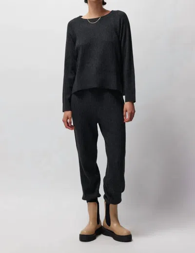 Shop Spiritual Gangster Luxe Essential Doutzen Ballet Neck Sweater In Black In Grey