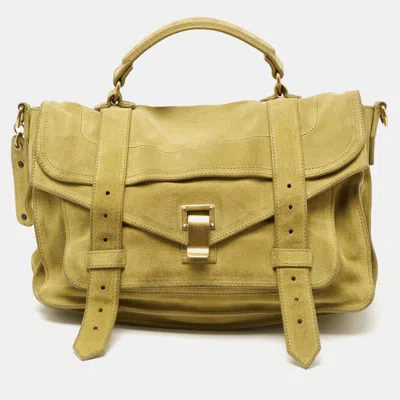 Shop Proenza Schouler Suede Ps1 Top Handle Bag In Green