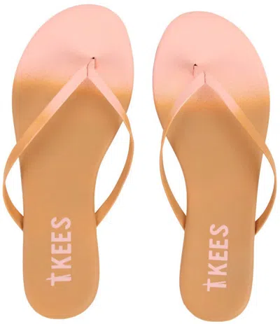 Shop Tkees Leather Flip Flops In Ombre (nude To Blush Pink)