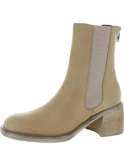 Shop Free People Essential Womens Leather Ankle Chelsea Boots In Beige