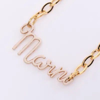 Shop Marni Logo Chain Necklace Gp Gold Off In Multi