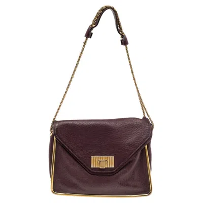 Shop Chloé Pebbled Leather Medium Sally Flap Shoulder Bag In Purple