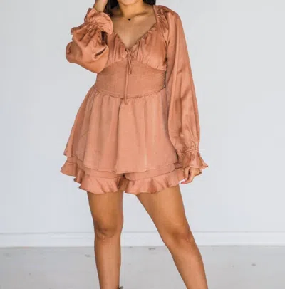 Shop Ensemble By Your Side Romper In Neutral Clay In Pink