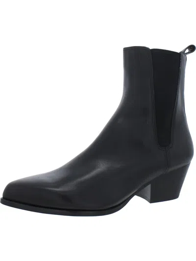 Shop Michael Michael Kors Womens Leather Pointed Toe Ankle Boots In Black