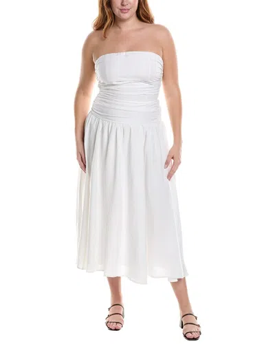 Shop Lyra & Co Plus Linen-blend Midi Dress In White
