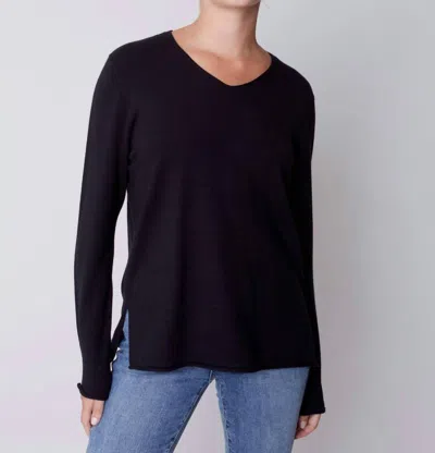 Shop Charlie B Basic V-neck Sweater In Black