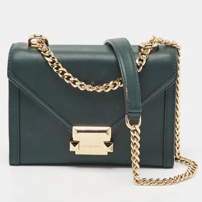 Shop Michael Kors Emerald Leather Whitney Shoulder Bag In Green