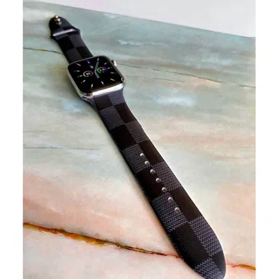 Shop Dani & Em Designer Checker Silicone Apple Watch Band In Black Checkered In Multi