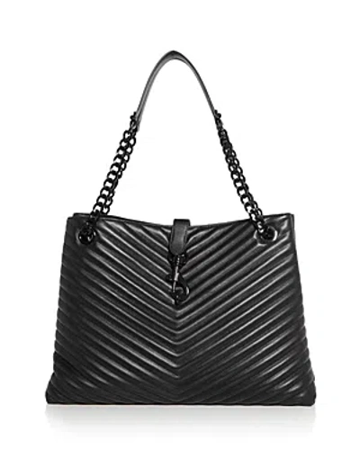 Shop Rebecca Minkoff Edie Chevron Quilted Leather Tote In Black