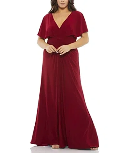 Shop Mac Duggal Twist Waist Jersey Gown In Deep Red