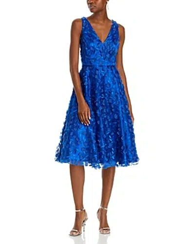 Shop Eliza J 3d Flower Fit & Flare Dress In Cobalt