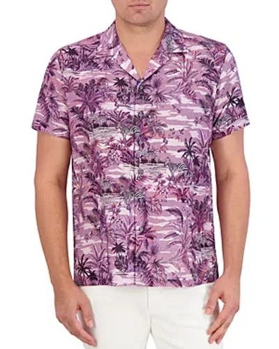 Shop Robert Graham Makara Linen & Cotton Classic Fit Button Down Camp Shirt In Lilac