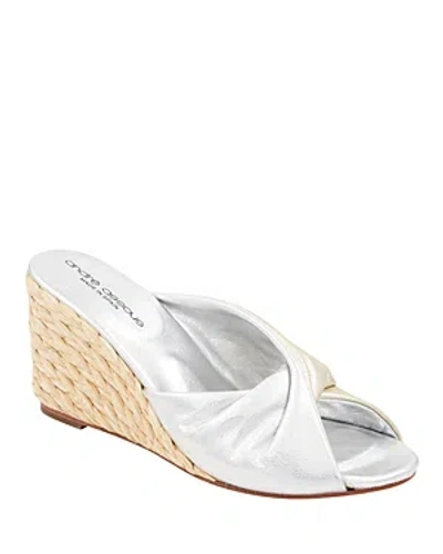 Shop Andre Assous Women's Merida Slip On Twisted Espadrille Wedge Sandals In Metallic
