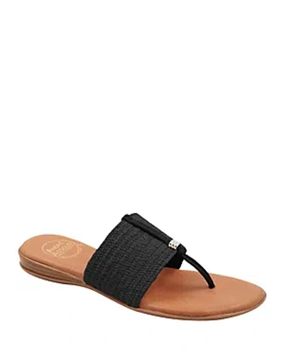 Shop Andre Assous Women's Nice Slip On Woven Slide Thong Sandals In Black